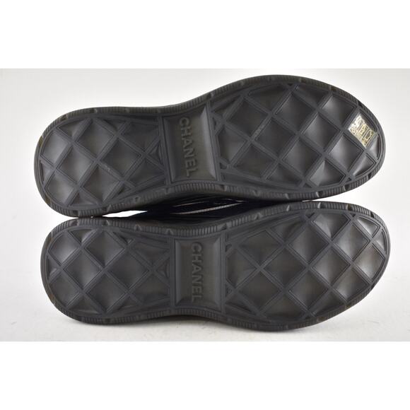 Chanel 19B Blue Quilted Platform CC Logo High Top Trainer Sneaker Boot 44 11 - Picture 12 of 12